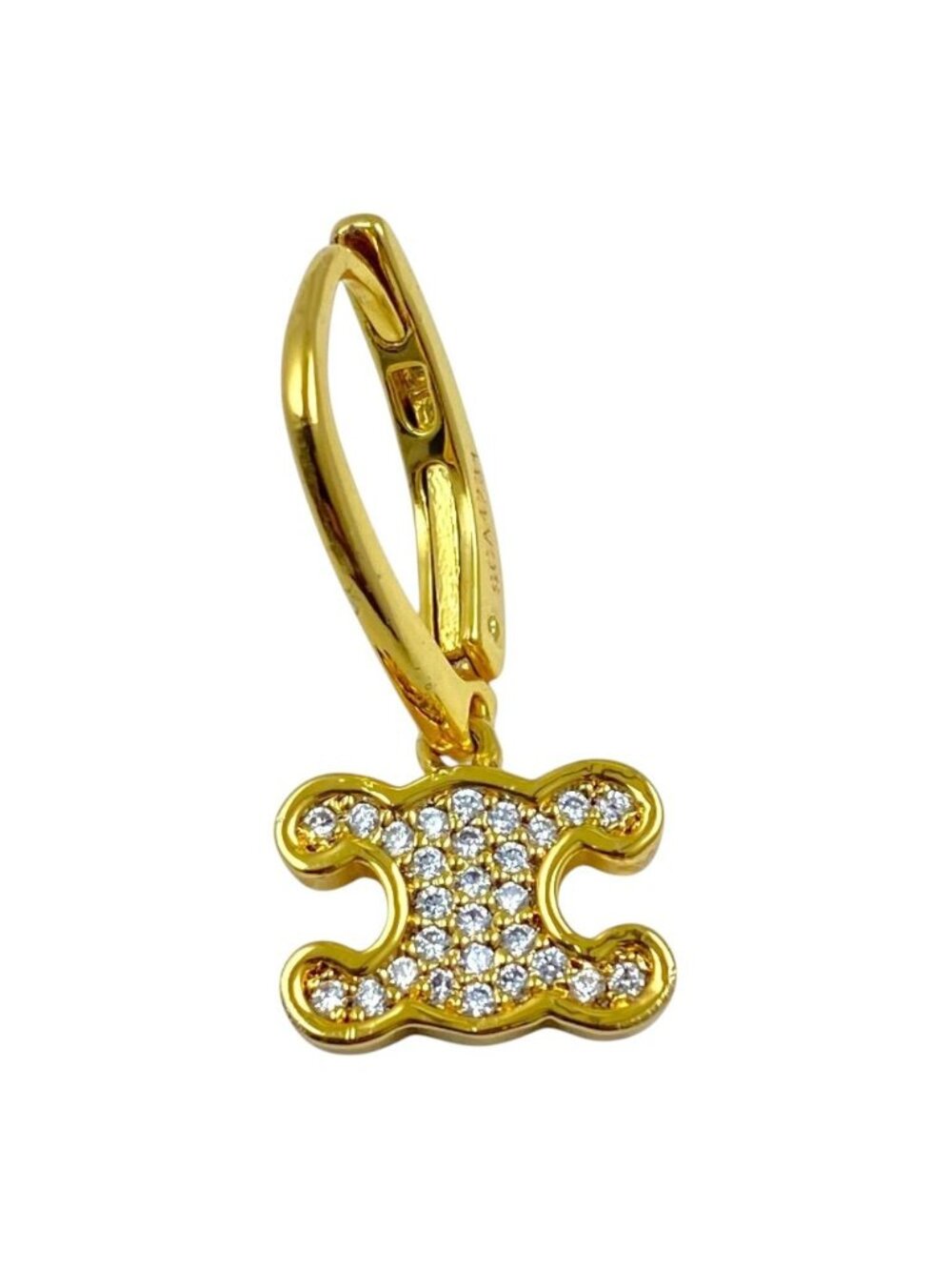 Celine Triomphe Earrings Rhinestone Gold